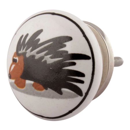 Black Hedgehog Ceramic Flat Cabinet Knob Online